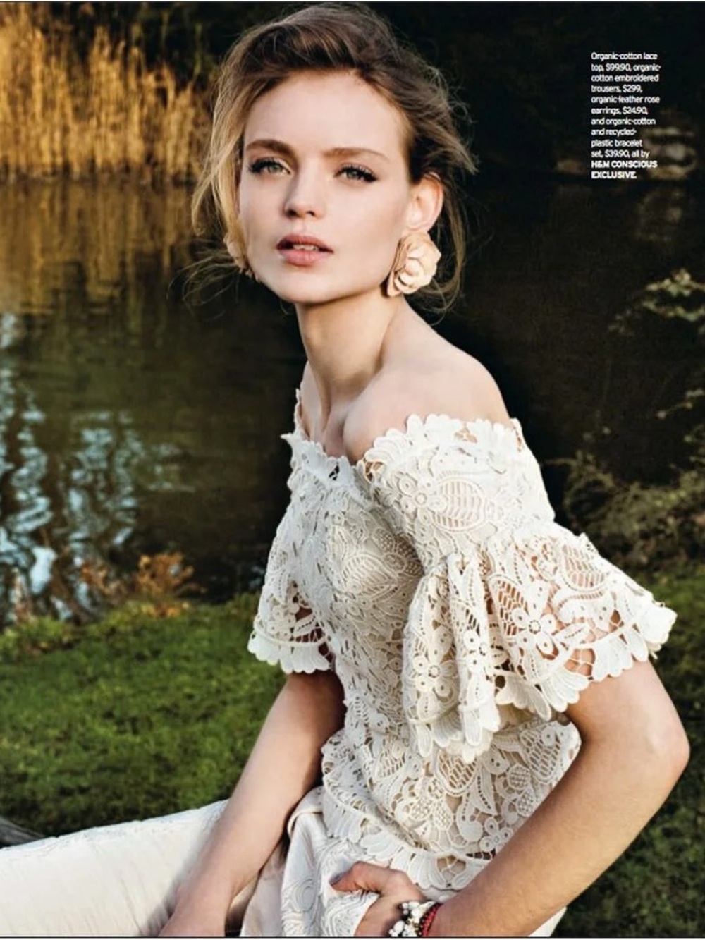Off-Shoulder Cream Lace Top